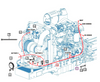 Mahindra engine wiring harness 12626682202 shown as a bundled loom of wires with multiple OEM connectors that routes along the engine to connect charging, starting and sensor circuits on 2538 HST, 2540 Gear and 2545 Gear tractors.