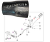 Mahindra hydraulic pump suction hose 007203005C1 for 25 and 30 Series 5525, 6525, 5530, 6030, 6530 and 4565 2WD tractors, OEM hose that draws oil from the hydraulic suction strainer and transmission sump into the main hydraulic pump.