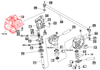 Mahindra right-hand front axle knuckle arm 19642127AG0 fits 1526, 1626, 2816, 3016 and 3616 4WD compact tractors, OEM RH steering knuckle arm for the front axle MFD / axle brake assembly.