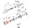 Mahindra 1st speed driven gear 006503891C1 used in the IPTO, SLPTO and transmission gear and shaft groups on 30 Series 5530, 6030 and 6530 4WD T2 and T3 tractors with full synchromesh transmissions. This low‑speed transmission gear provides the first forward and reverse drive ratio inside the gearbox on Mahindra 30 Series utility tractors.