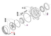 Mahindra front wheel hub centering bush 006500450C1 for 00 Series 4500, 5500, 6000, 6500 4WD and 20 Series 5520, 6520, 7520 4WD tractors, shown as hub centering bushing used in front axle wheel hub assemblies including Carraro hubs up to KNG 990 from Bill’s Tractor Parts.