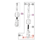 Mahindra 3-point lift link pin assembly 000050615D02 for 00 Series 4500, 5500, 6000, and 6500 4WD tractors, shown as heavy link pin used in three point linkage jug and collar hydraulic assemblies from Bill’s Tractor Parts.