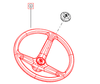 Mahindra tractor steering wheel assembly 007210552L91 for 1120/1123/1126 HST sub‑compact and 2123/2126 HST compact tractors, shown as a three‑spoke molded steering wheel with center hub designed to bolt onto the hydrostatic steering column.