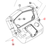 Mahindra plug cluster bottom LH 007642075V1 for 5100 Series 5145 and 5155 tractors, shown as a molded plastic cap that snaps into the lower left opening of the scuttle/dash cluster panel to finish the edge and seal the cavity.