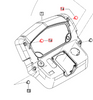 Mahindra plug cluster top LH 007642073V1 for 5145 and 5155 tractors, shown as a molded plastic cap that snaps into the upper left opening of the scuttle/instrument cluster panel to finish the edge and seal the cavity.