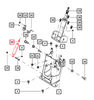 Mahindra steering column gas spring assembly 008031729N01 for 1120/1123/1126 and 2123/2126 HST tractors, shown as a small black gas strut with ball‑socket ends used to assist tilt steering movement.
