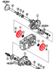 Mahindra rear axle spur gear 54T (part 12383240020) for 2538, 2545, 2638, and 2645 tractors, shown as a large 54‑tooth steel spur gear that mounts in the rear axle housing to drive the rear wheel axle shafts. Priced and Sold Per Each.