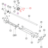 Mahindra front driveshaft bearing support bracket E007604514D1, a steel mounting bracket that holds the center support bearing for the front driveshaft on 35, 3500 and 3600 Series tractors between the transmission and front axle.