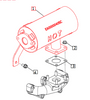 Mahindra eMax L22/L25 exhaust silencer EA00000405F / EA00000405C, a vertical muffler/silencer assembly used on eMax L22 HST, eMax L22 Gear and eMax L25 HST tractors to carry and quiet engine exhaust.