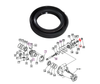 Mahindra front axle pinion oil seal 08401030458, a radial seal that fits in the MFD/steering axle housing to keep gear oil in and contaminants out on select Mahindra compact and Max tractors.