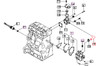 Mahindra thermostat bypass hose 31S9402390 shaped hose that runs between the water pump and thermostat case on Mahindra 2815, 3215, 3316 and 3616 compact tractor engines.