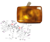 Mahindra rectangular signal lamp / light 19013501000 for 1600 Series refresh tractors; fits 1626, 1635 and 1640 Gear/HST and cabin models in frame safety device and cabin safety device assemblies.