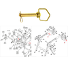 Mahindra backhoe swing transport locking latch pin KMW05513068 for KMW backhoe and loader attachments; fits MB60, 1526B, KMW‑1626, KMW‑1635, Max 24 Backhoe, ML102, ML105, ML202, Max 24 Loader and Max 25XL HST Loader boom and backhoe frame assemblies.