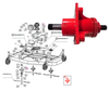 Mahindra complete finish mower hub assembly C14002322R for Mahindra 4‑ft, 5‑ft and 6‑ft finish mowers; OEM rotor and transmission hub supporting blades and gearbox on 3‑point finish mower attachments.