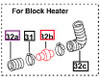Mahindra block heater housing 006001633B1 is the cast adapter for installing a block heater into the engine coolant passage on these Mahindra tractors; the actual block heater element and electrical plug are not included and must be purchased separately as part of a block heater kit.