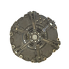 Mahindra dual stage clutch cover assembly E006504450C91 shown as an 11 inch two‑stage pressure plate housing with main and PTO sections for 4500, 5500, 6000 and 6500 4WD tractors, including internal springs and driven PTO plate but requiring a separate PTO disc and related bearings for a complete clutch job.