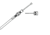 Mahindra foot accelerator cable 000041892C11 shown as a flexible sheathed control cable with threaded adjuster and clevis ends that connects the floor‑mounted throttle pedal to the fuel injection pump linkage on Mahindra C27 and C35 tractors.