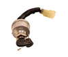 Mahindra starter/ignition switch 000041183C99 shown as a three‑terminal keyed switch with threaded mounting barrel and two keys, used in the instrument panel of Mahindra 4500, 5500, 6000, 6500, 4530, 5530, 6030, 6530 and 55xx T4 tractors to switch on electrics and engage the starter.