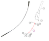 Mahindra hand brake cable 000060916M01 shown as a short control cable with threaded adjuster and clevis ends used to link the park brake lever to the brake actuation mechanism on Mahindra 4500, 5500, 6000 and 6500 2WD tractors.