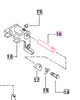 Mahindra bellcrank pin 001121062R1 and top link crankshaft 001121062R2 for three-point hitch top link crank secured with DKLP200 linchpin on 05 and 25 Series tractors.
