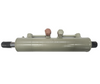 Mahindra power steering cylinder assembly 000041534C11 mounted on front axle for C27 and C35 tractors, ball joints not included and seal kit not available.