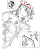 Mahindra cab window hinge 14527042301 shown as a compact black metal M6 hinge that bolts to the cab frame and clamps to the front or rear glass on 10 Series, 2500/2600 Series and eMax/eMax L cab tractors, allowing the window to swing open and closed.