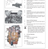 Digital service manual cover for Mahindra 5525 and 6025 tractors, PDF workshop manual with diagnostic charts, transmission and axle service procedures, hydraulic and PTO repair sections, and basic electrical system information; wiring diagrams are present but mostly unreadable in the scanned digital copy.