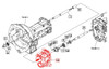 Genuine Mahindra hydrostatic transmission unit 19481750000 for 1533, 1538, 1635, and 1640 HST tractor configurations, shown as transmission diagram item 13