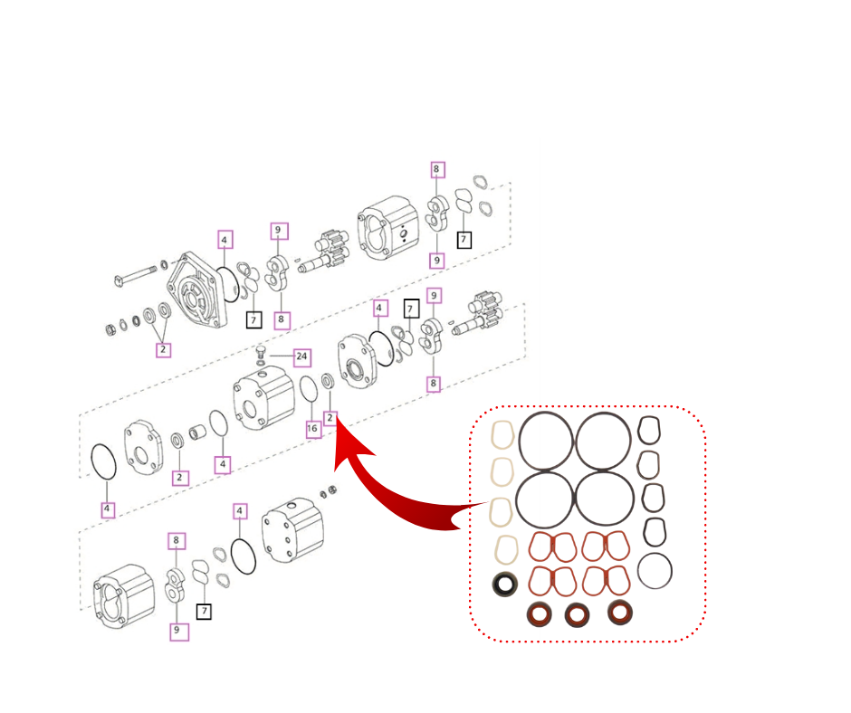 SEAL KIT FOR HYDRAULIC PUMP (005553257R91)