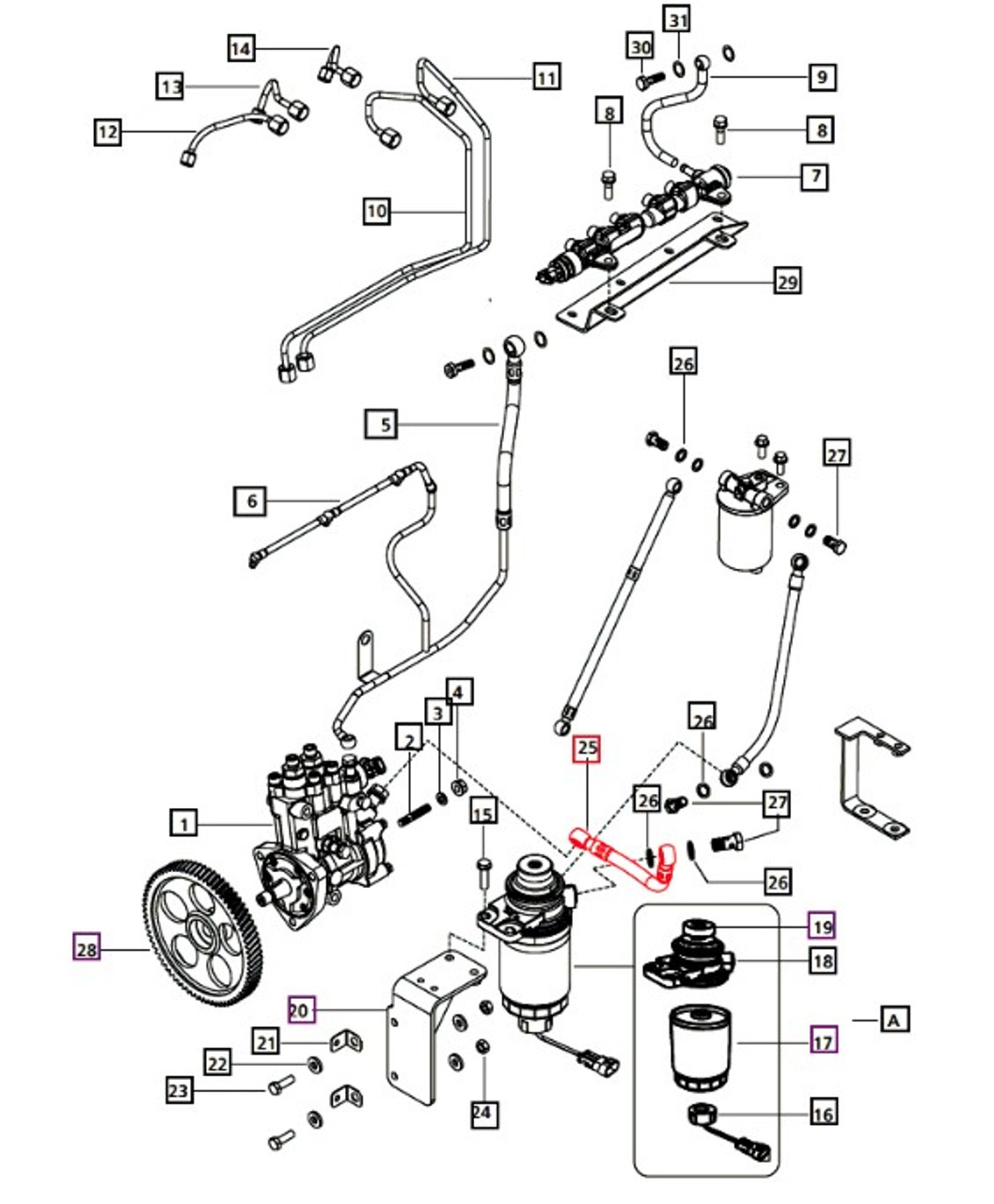 FUEL LINE (FILTER TO PUMP) FOR MAHINDRA TRACTOR (006016088D1)