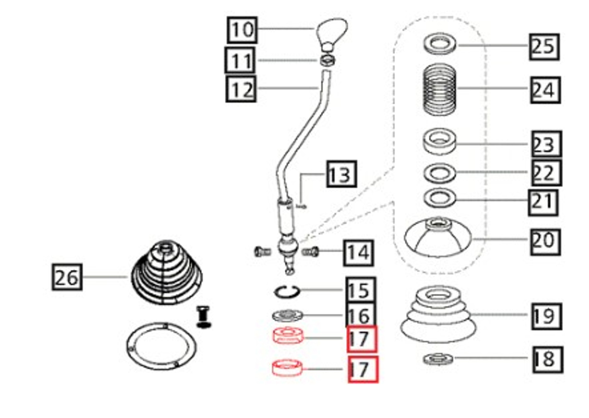 NYLON SEAT FOR GEAR SHIFTER ON MAHINDRA TRACTOR (006503408C1)