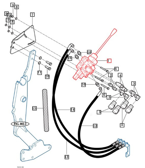 Mahindra eMax front‑end loader control valve and joystick assembly 81603005004 / 87503005002 used on eMax 20S, eMax 22, eMax 25 and TYM‑ML23L/ML25‑S loaders to control lift and bucket functions.