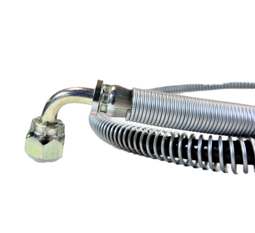 Mahindra right-hand power steering hose 19452344000 for 16 Series 3616 and 1500/1600 Series 1526 and 1626 Gear and HST 4WD tractors, carrying hydraulic oil between the steering valve and cylinder to maintain reliable power steering performance.