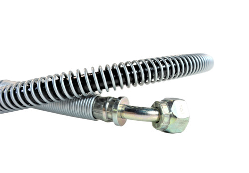 Mahindra right-hand power steering hose 19452344000 for 16 Series 3616 and 1500/1600 Series 1526 and 1626 Gear and HST 4WD tractors, carrying hydraulic oil between the steering valve and cylinder to maintain reliable power steering performance.