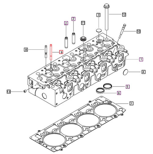 Mahindra 006000662F1 cylinder head stud M8 x 1.25 x 80 Grade 10.9, a hardened double-ended stud used to secure the cylinder head and valve train components on multiple Mahindra tractor engines, including 5525, 6025, 4500, 5520, 5530, 6030, 6520, 6530, 5500, 6000, 6500, 7060, 7520, 7010, mPower 75/85, 2555, 2565, 2655, 2660, 2665, 2670, 6065, 6075, 7085, 7095 and 9000 Series models, providing high clamping force and durability under diesel combustion pressures.