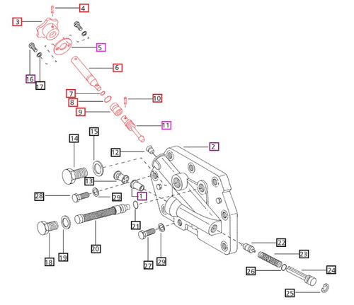 Mahindra 003045102R21 hydraulic isolating valve assembly for multiple Mahindra tractor series, compact control-valve-mounted isolator used to shut off or redirect hydraulic oil flow to the three‑point hitch and auxiliary circuits.