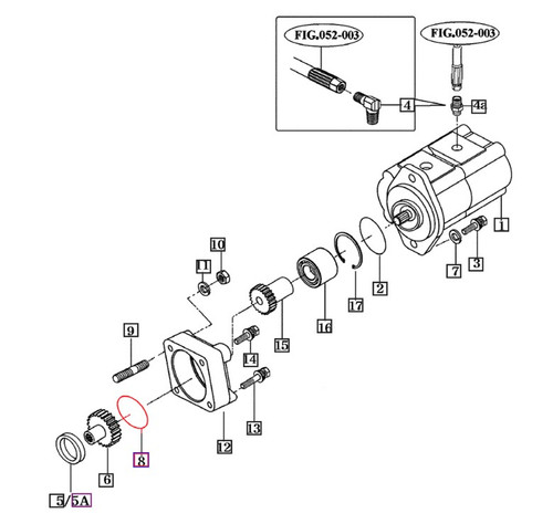 Mahindra O-ring V7231020085 for 10 Series hydraulic gear pumps and eMax/eMax L front gear cases, round sealing ring that fits pump and front axle ports to keep hydraulic and gear oil contained.