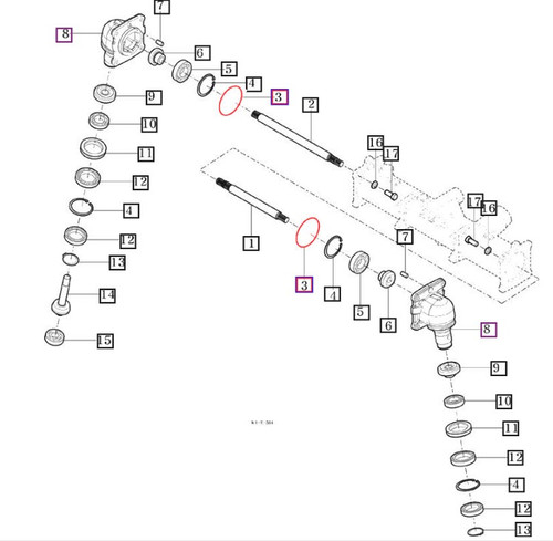 Mahindra O-ring V7231020085 for 10 Series hydraulic gear pumps and eMax/eMax L front gear cases, round sealing ring that fits pump and front axle ports to keep hydraulic and gear oil contained.