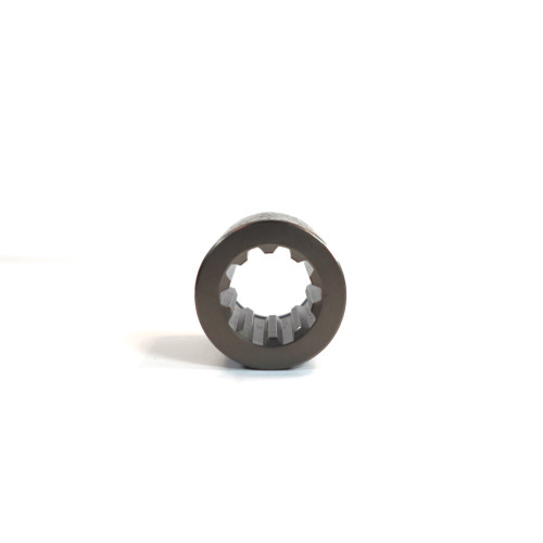 Mahindra 10441278000 boss spline for 1815, 1816, Max 22, Max 25, Max 24 and Max 25 XL HST tractors, short internally splined coupling that fits on a transmission shaft to transmit torque within the hydrostatic drive assembly; one per tractor at this location.