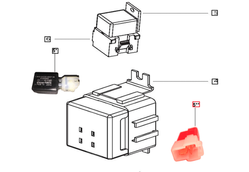 Mahindra 007701734C1 two pole diode assembly for 3540, 3550, 3640 and 3650 tractors, compact two‑terminal diode module integrated into the wiring harness (one on platform tractors, three on cab tractors) to allow one‑direction current flow and protect the electrical system.