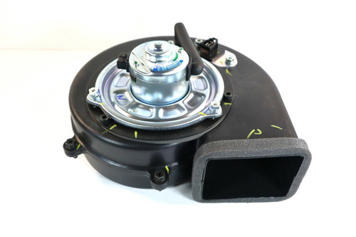 Mahindra E007517450D1 left‑hand side HVAC blower assembly for 6065, 6075, 7060, 8560, 7095, 8090, 8100, mPower 75P and mPower 85P cab tractors, complete blower housing with fan wheel and motor mounted on the LH side of the cab HVAC unit to push conditioned air through the interior ducting.