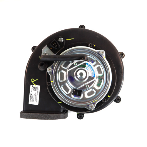 Mahindra E007517451D1 right‑hand side HVAC blower assembly for 6065, 6075, 7060, 7095, 8090, 8100, mPower 75P and mPower 85P cab tractors, complete blower housing with fan wheel and motor mounted on the RH side of the cab HVAC unit to push conditioned air through the interior ducting.