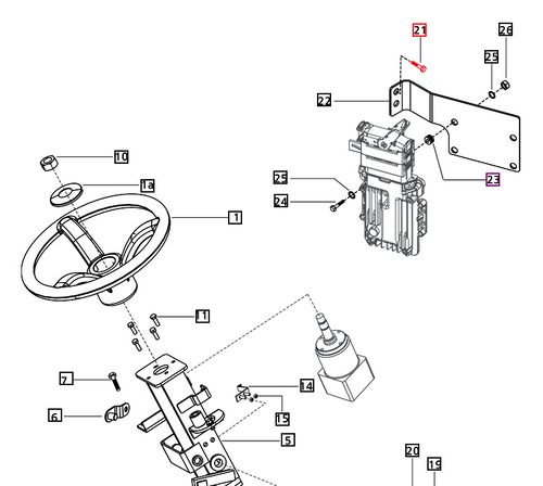 Mahindra 008007986B1 / 000020565E05 flanged hex head bolt, metric M10 x 1.5 x 20 grade 10.9, zinc‑finished hex flange bolt used on various Mahindra tractor models to clamp cylinder head components, hydraulic lines, front axle housings, steering linkages, floor panels, firewall and battery box brackets.
