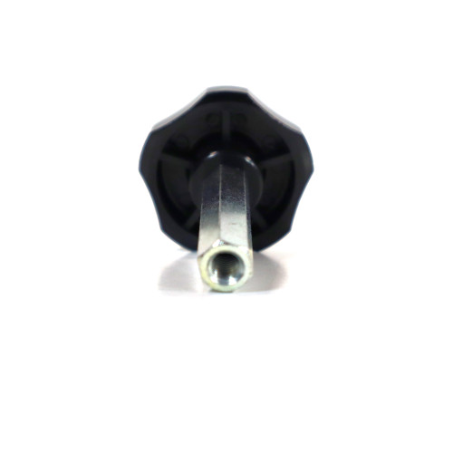 Mahindra 10322427000 hydraulic lift speed knob for 15, 16, 1500, 1600, Max and Max XL Series tractors, black round plastic knob on the hydraulic lift housing that turns to control the lowering speed of the 3-point hitch.