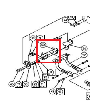 Mahindra AME453510 latch weldment for Ameriquip eMax 25M and eMax 22GM 60" mid‑mount mowers