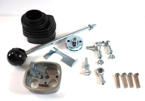 Mahindra / TYM loader valve joystick repair kit 81603005100 shown as a collection of linkage pieces, pins, plates and hardware used to rebuild the loader joystick valve connection on eMax 22 and eMax 25 series loaders and compatible TYM/Branson/McCormick loader valves.