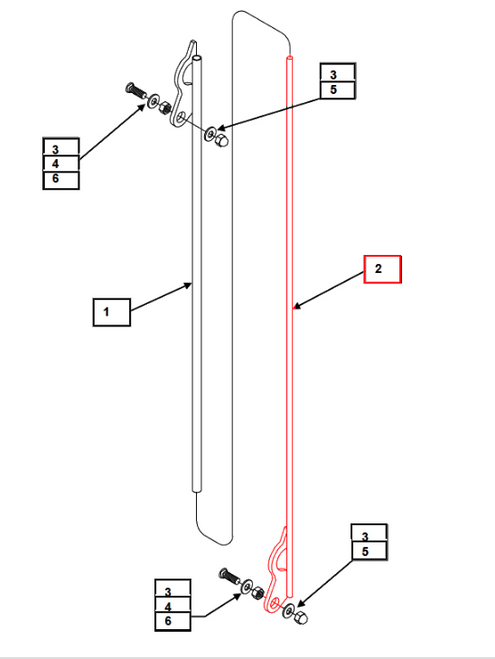 This OEM BLI rod assembly slides within or alongside the BLI tube and is calibrated so that, when the bucket edge is level, the rod lines up with a reference mark, helping the operator quickly judge bucket angle for grading, backdragging and material handling without leaving the seat .