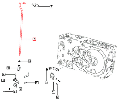 Mahindra E007602936D1 OEM 4WD link rod is a straight steel rod with formed or threaded ends that ties the cab or platform 4WD lever to the selector on the transmission/front axle, transmitting lever movement to engage or disengage the 4WD drive train on these Mahindra tractors.