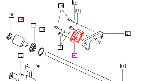 Mahindra intermediate support bearing 4WD 006500998C2 for Mahindra 25, 30, 35, 45, 55, 60, 3500, 3600, 6000, 7000, 8000, mPower 75 and mPower 85 Series tractor front axle support and propeller shaft drive systems, superseding 006500998C1 and E006500998C1.