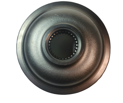 Mahindra 38-tooth front axle bevel gear 16734340081, superseding 16734340080, used in both left and right front gear cases on Mahindra 10, 2500 and 2600 Series 4WD tractors to transfer drive from the differential to the wheel hub reduction gears.
​